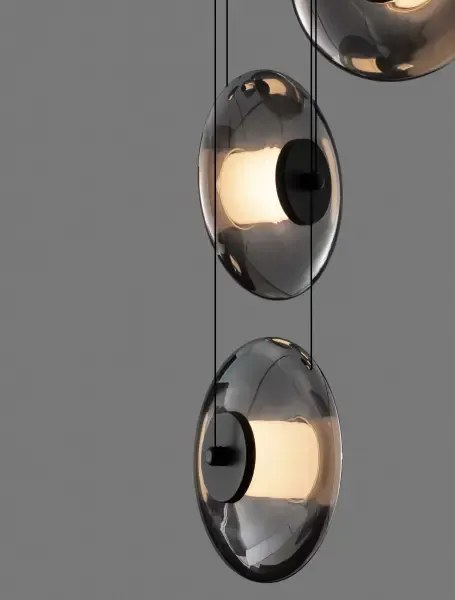LED stmievateľný čierno-šedý moderný luster Skia 5