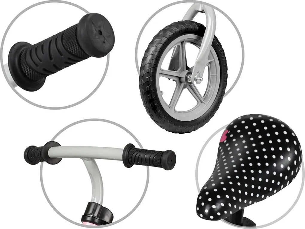 Balančný bicykel Kidwell REBEL Ružový pre dievčatá 3–4 roky, 12" EVA kolesá