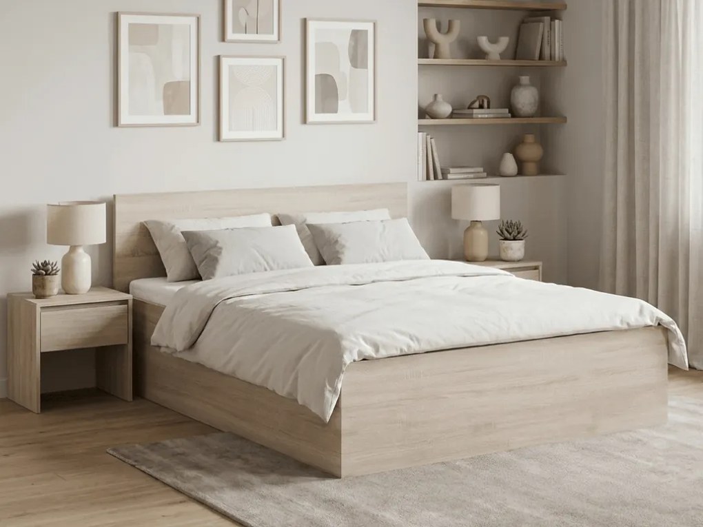 Posteľ SOFIA 120 x 200 cm, dub sonoma Rošt: S lamelovým roštom, Matrac: Matrac DELUXE 10 cm