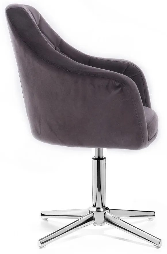 LuxuryForm DESIGN Kreslo ANDORA VELUR na striebornom kríži - tmavo šedé