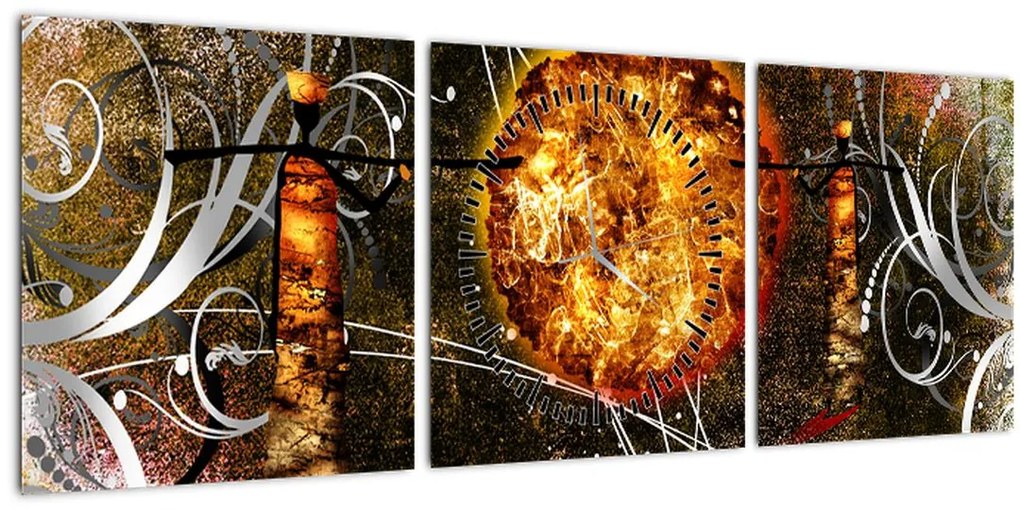 Obraz starovekej dobovej maľby (s hodinami) (90x30 cm)