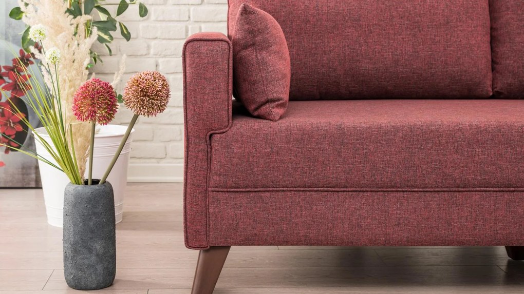 Hanah Home - Dizajnová 2-miestna pohovka BELLA 177 cm, starožitná červená, tkanina