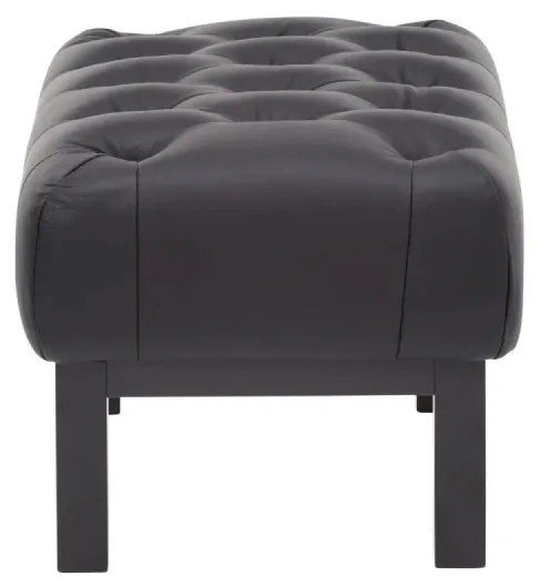 furniture-nabytek.cz - Masívny taburet Chesterfield Kingsfield z pravej kože, čierny – 61×46×43 cm