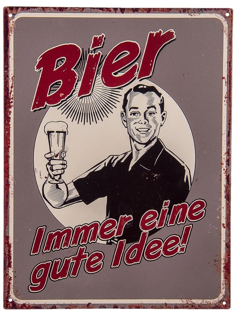 Nástenná kovová ceduľa Bier - 33 * 25 cm
