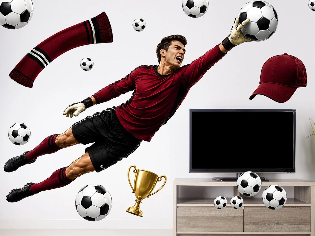 Futbalový brankár Sparta Praha úpravy na želanie futbalové nálepky na stenu hárok 75 x 55 cm