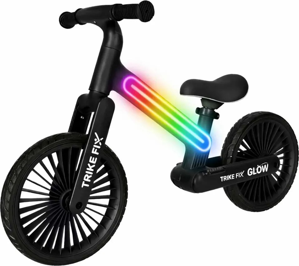 KIK Detský bežecký bicykel Fix Glow LED čierny