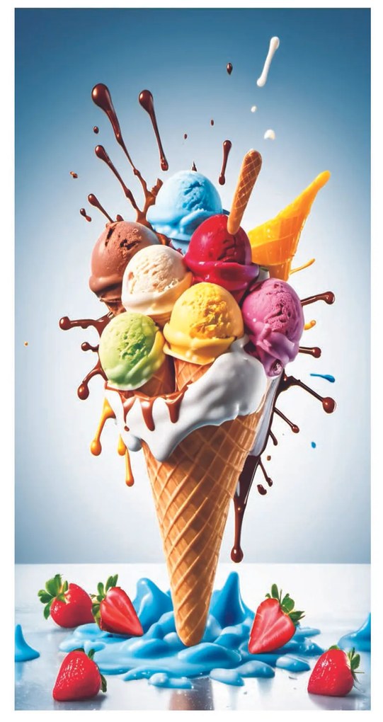 PLÁŽOVÁ OSUŠKA Z MIKROVLÁKNA ICE CREAM1 100X180 CM VZOROVANÁ