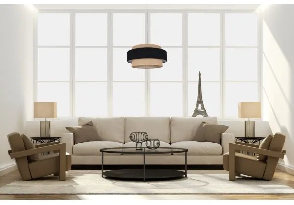 Luster na lanku CORSA 1xE27/60W/230V čierna/béžová