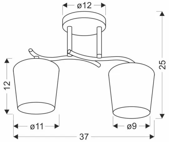 Luster na tyči ESNYR 2xE27/40W/230V čierna/biela