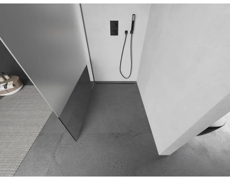 Mexen Kioto, sprchová zástena Walk-In 70 x 200 cm, 8mm číre sklo-námraza, grafitový profil, 800-070-101-66-35