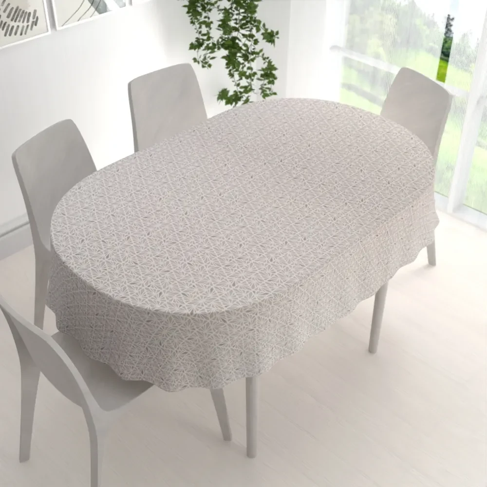 Biante Bavlnený oválny obrus Sandra SA-628 Sivobéžová mozaika na bielom 140x160 cm