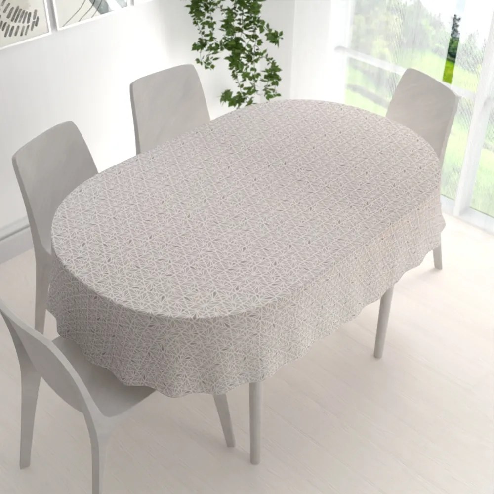 Biante Bavlnený oválny obrus Sandra SA-628 Sivobéžová mozaika na bielom 140x220 cm