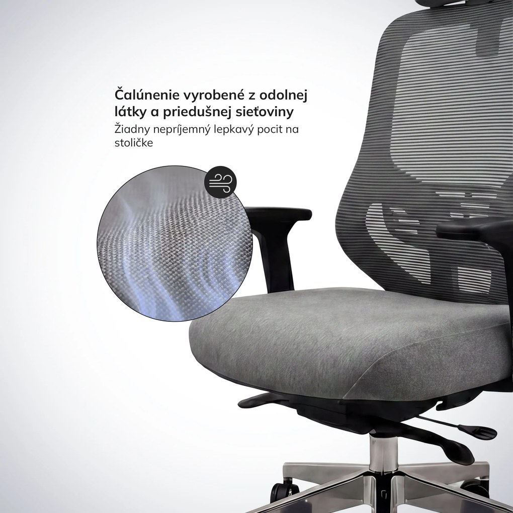 Ergonomická kancelárska stolička so sieťovinou tmavosivá AXIS