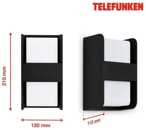 Telefunken 321005TF - Vonkajšie nástenné svietidlo 1xE27/12W/230V IP44 čierna