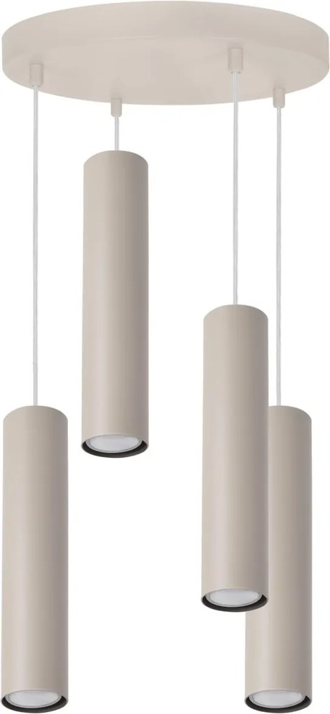 Závesné svietidlo Tuba, 4x béžové kovové tienidlo, o
