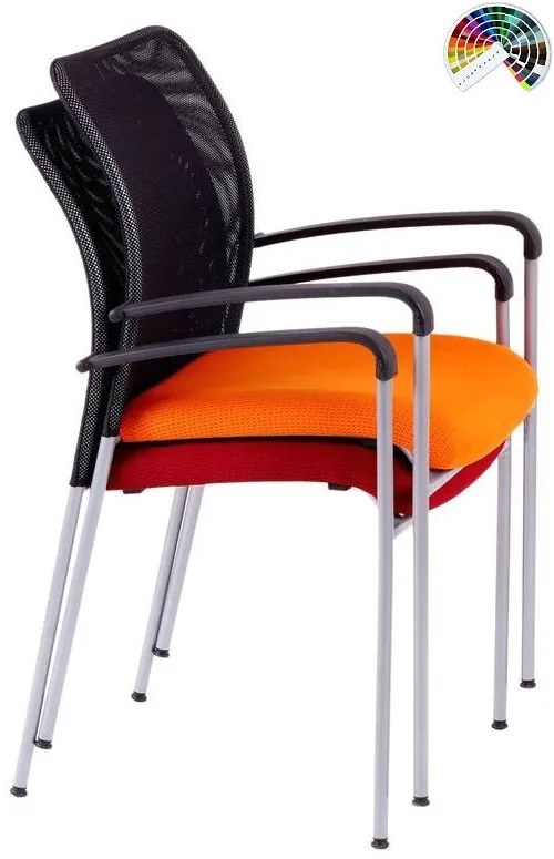 Konferenčná rokovacia stolička TRINITY čalúnenie KOŽENKA Valencia, Silvertex