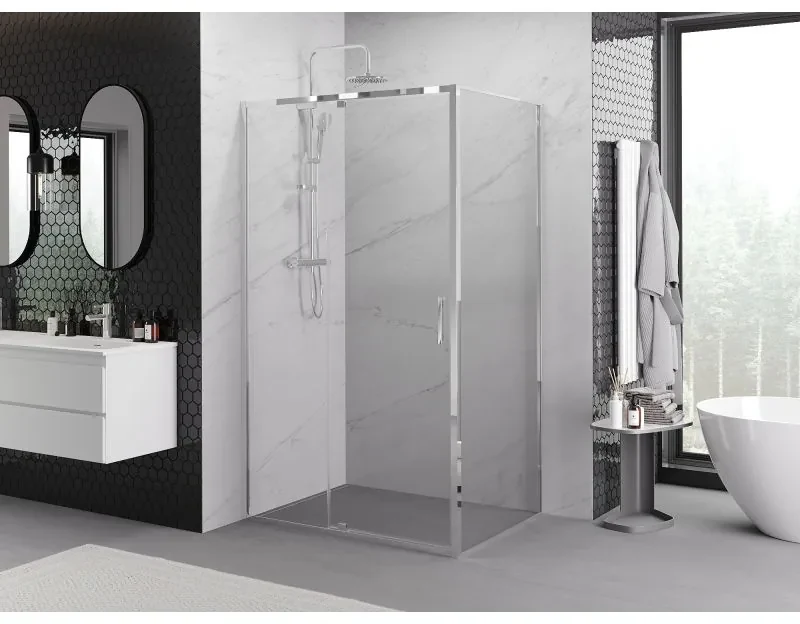 Mexen Exo, sprchovací kút s krídlovými dverami 130 x 85 cm, 6mm číre sklo, chrómový profil, 819-130-085-01-00