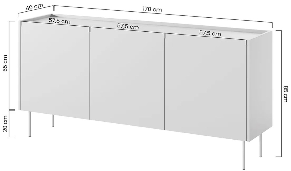 Komoda trojdverová s dvojitým kontajnerom Desin 170 3D4SZ - čierny mat / Dub nagano