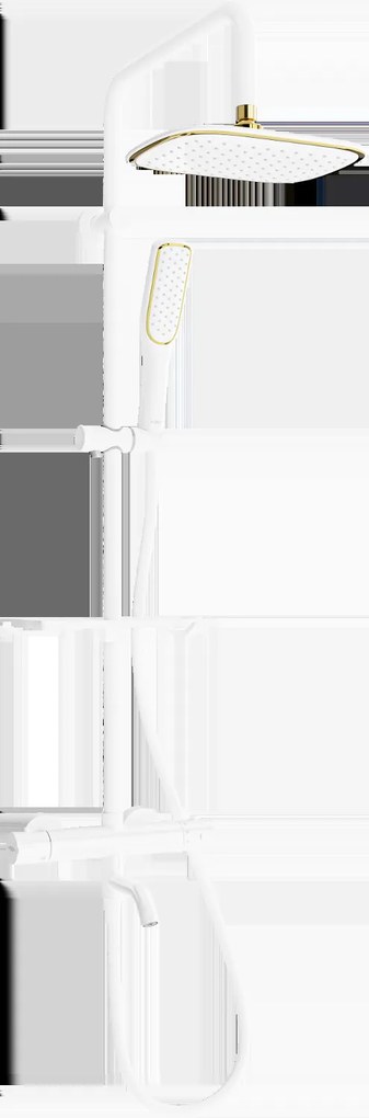 Mexen - KT49 sprchový set s termostatickou vaňovou batériou Kai, biela-zlatá, 779004993-25
