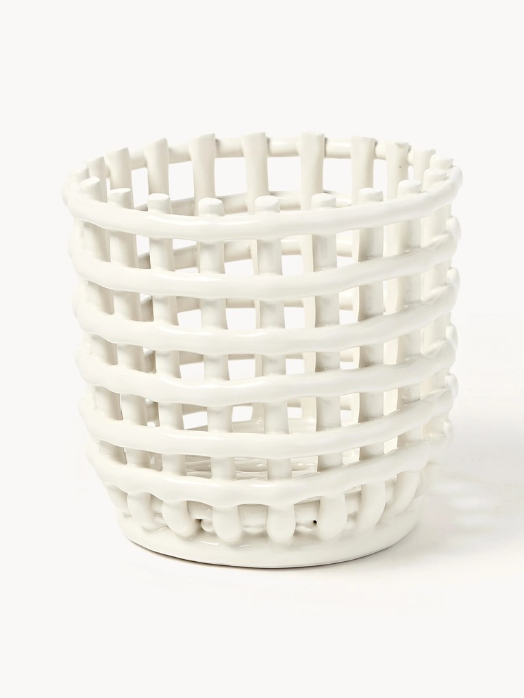 Ručne vyrobený keramický úložný kôš Nalan, V 15 cm