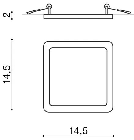 Bodové svetlo Slim 15 Square 3000K Ip44 čierne do sadrokartonu