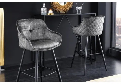 Barová stolička Euphoria 43690 Zamat - Tmavošedá  - Komfort-nábytok