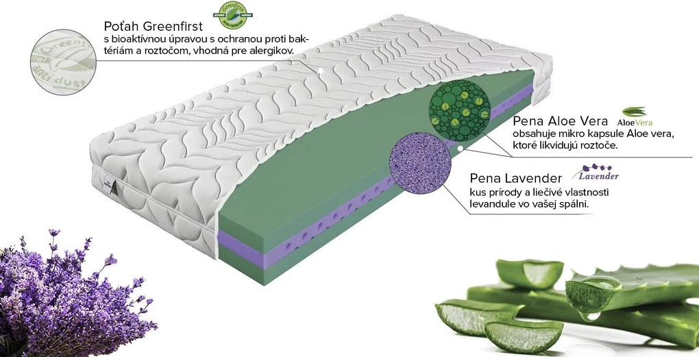 Materasso Penový matrac Natura aloe, 90 x 210 cm