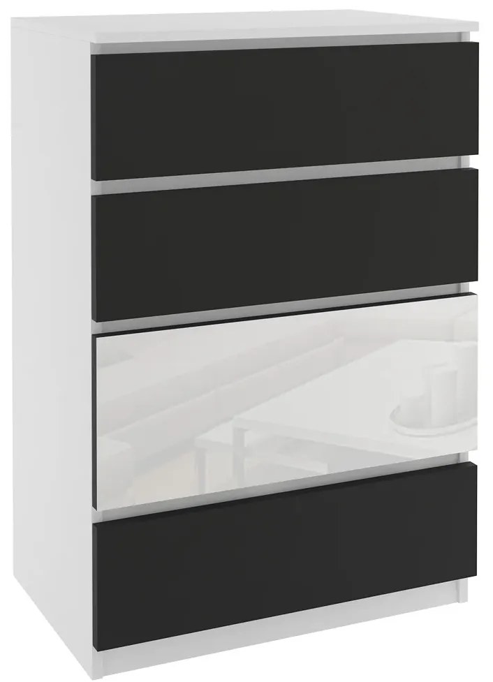 Komoda 77 Belini biely / čierny SI KOM1/1/W/B/W/0