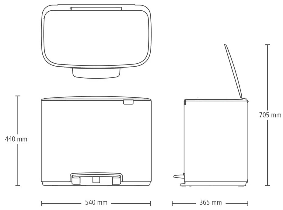 Biely nášľapný oceľový odpadkový kôš na triedený odpad 33 l Bo – Brabantia