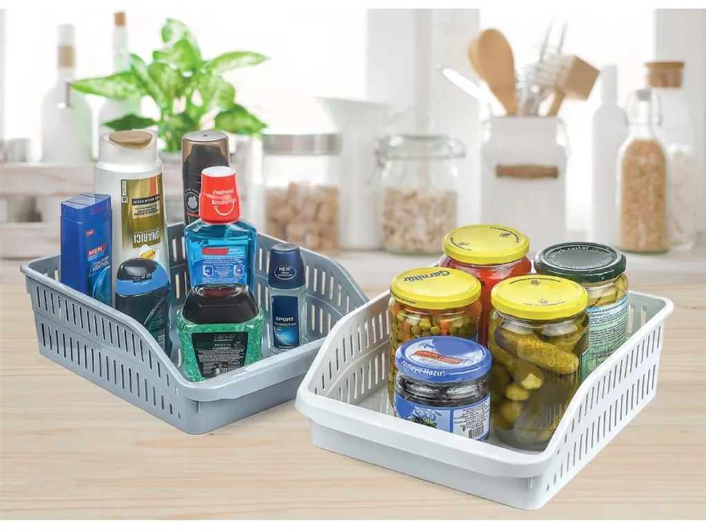 Orion Organizér, košík do chladničky aj police – ADEL plochý, biely, 26 x 30 x 10 cm