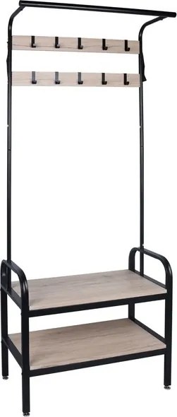 Stojací vešiak s policami Hanson, dub/čierny