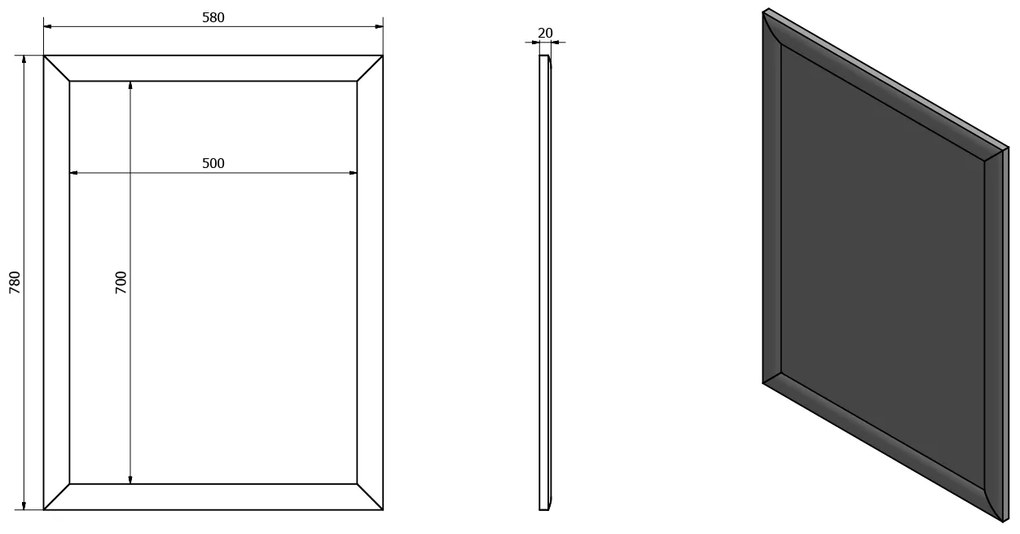 Sapho, ESTA zrkadlo v drevenom ráme 580x780mm, strieborná s prúžkom, NL395