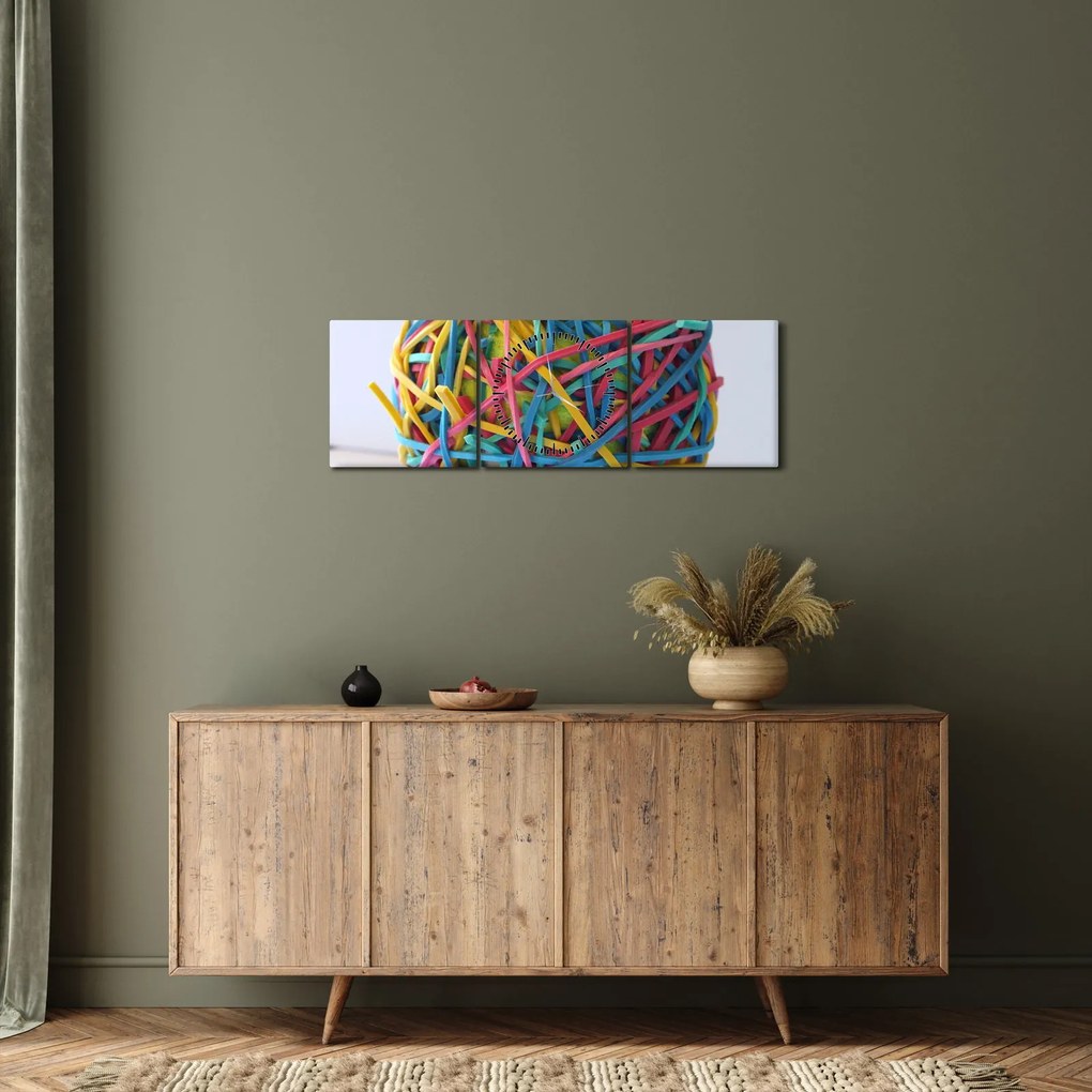 Obraz gumičiek (s hodinami) (90x30 cm)