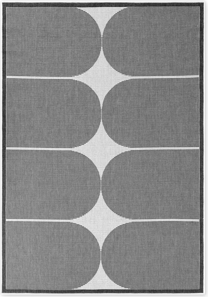 NORTHRUGS, Kusový koberec Duet Bowen 106244 Black/White - na von aj na doma, 160x230, čiernobiela, chodba / predsieň