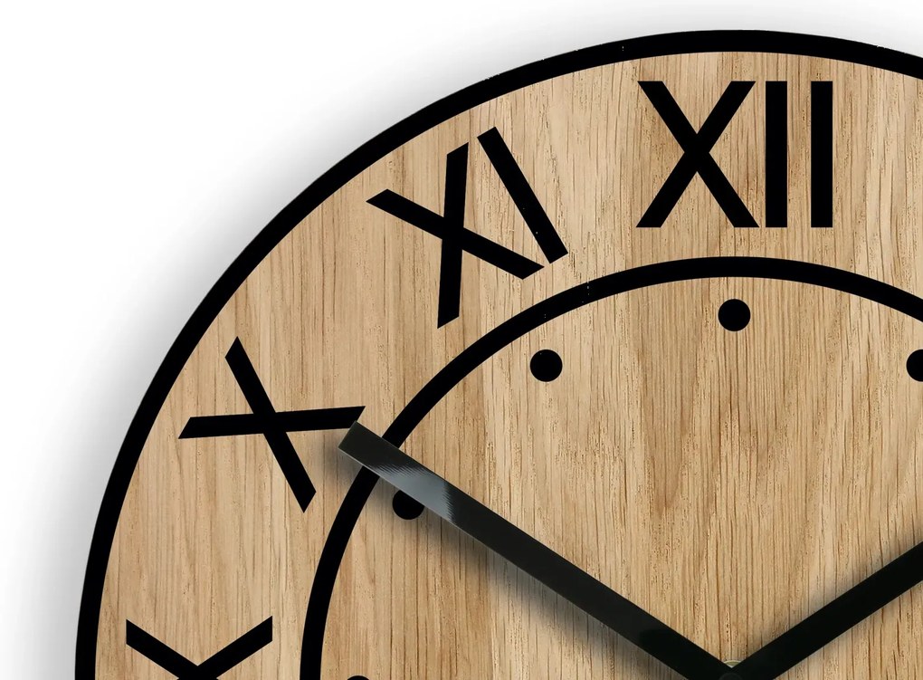 Dřevěné nástěnné hodiny Artur 33 cm dub přírodní/černé