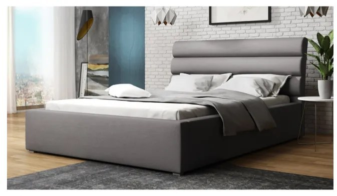 Jednolôžková posteľ s úložným priestorom a roštom 120x200 BORZOW - šedá 2