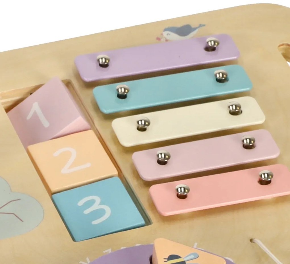 KIK LULILO LUDO Montessori manipulačný stolík 2v1, drevený, ružový