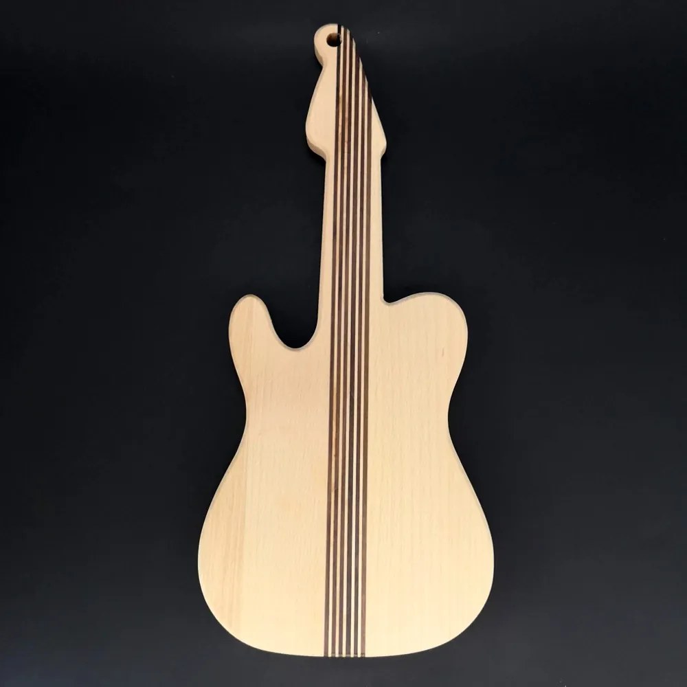 AMADEA Drevená doštička v tvare gitary, masívne drevo, 45x20x2 cm