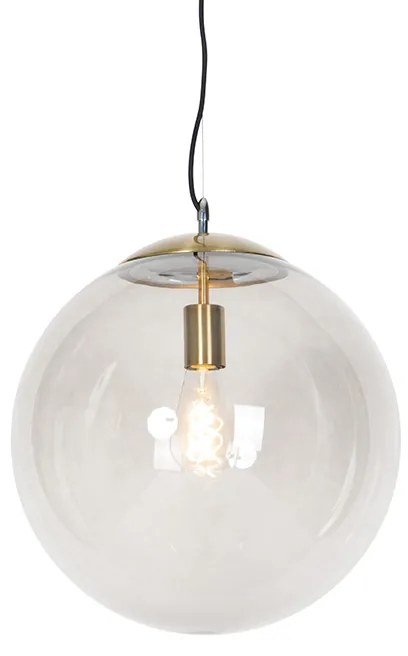 Moderné závesné svietidlo mosadzné s dymovým sklom 40 cm - Ball