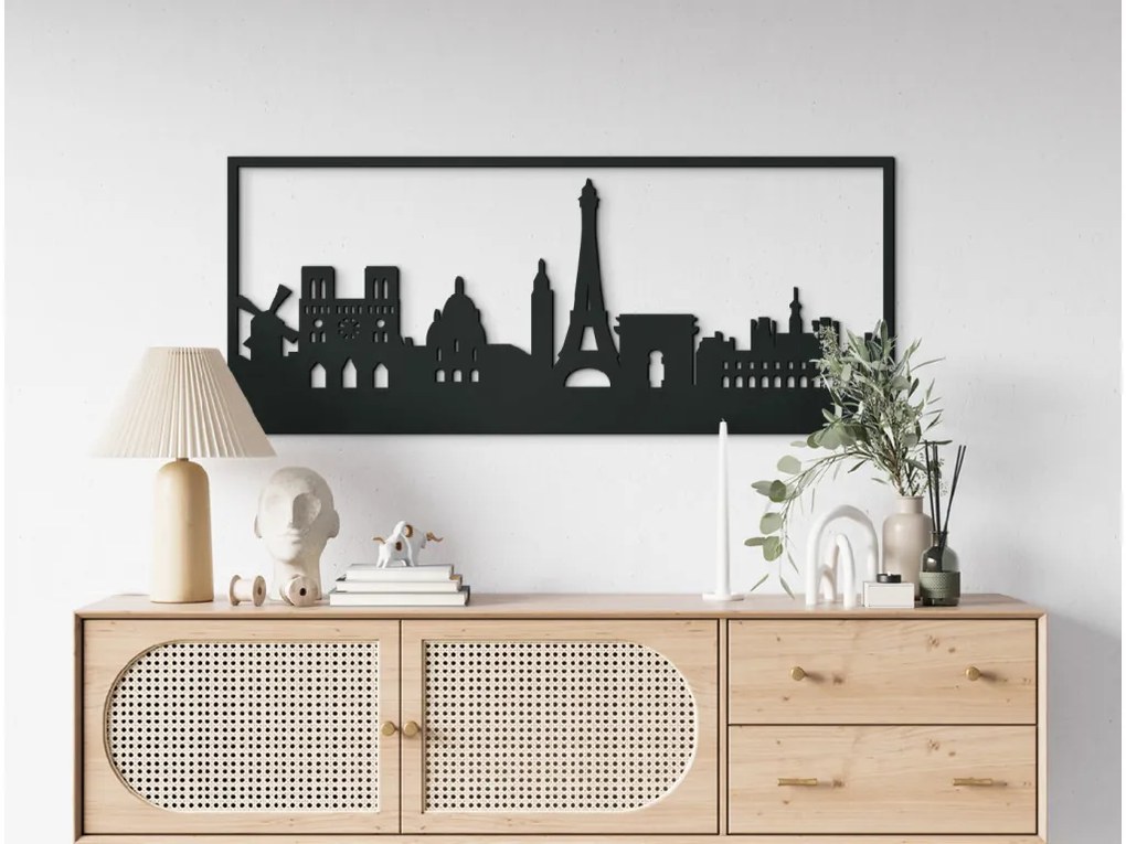 drevko Obraz Paríž Rozmer obrazu: 37 x 89 cm, Farba dekorácie: Čierna