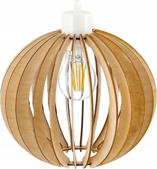 Drevená hustá guľová závesná stropná lampa