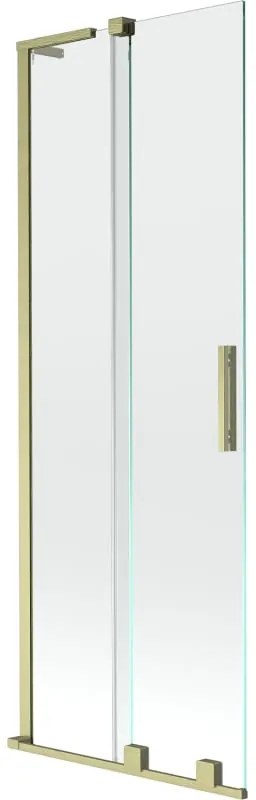 Mexen Velar L, 2-krídlová posuvná vaňová zástena 75 x 150 cm, 8mm číre sklo, zlatý matný profil, 896-075-003-01-55