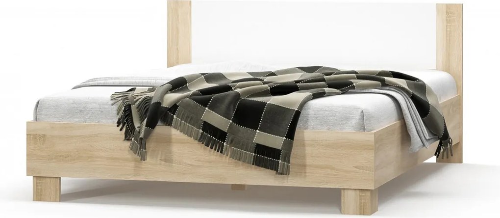 Manželská posteľ 160 s roštom REBEKA, dub sonoma/biela