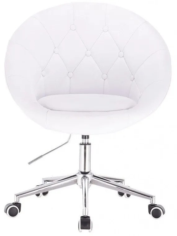 LuxuryForm DESIGN Kreslo VERA na striebornej podstave s kolieskami - biele