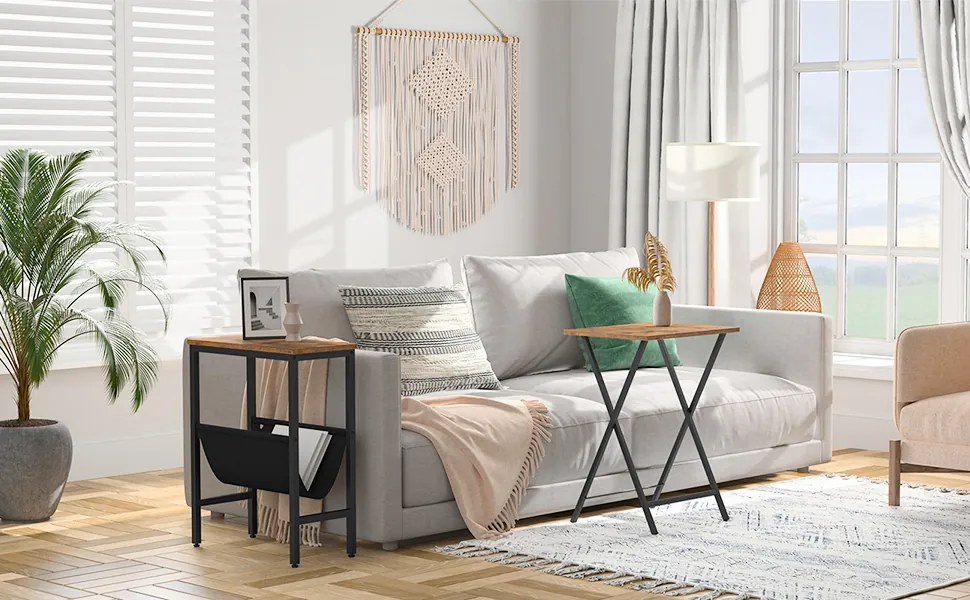 Skladací odkladací stolík Vasagle Abby 48 cm hnedý/čierny