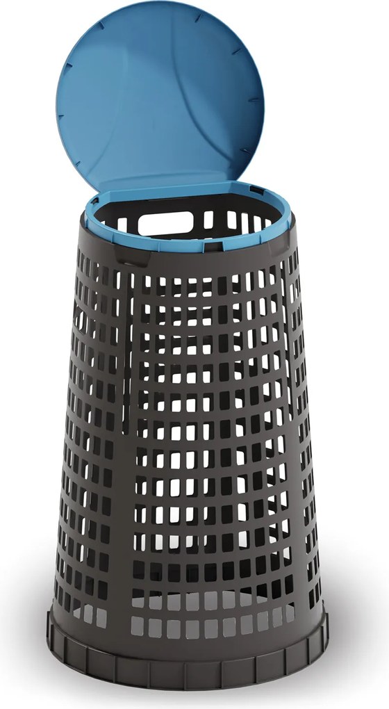 Plastový odpadkový kôš na 120 l vrecia, čierny, modré veko