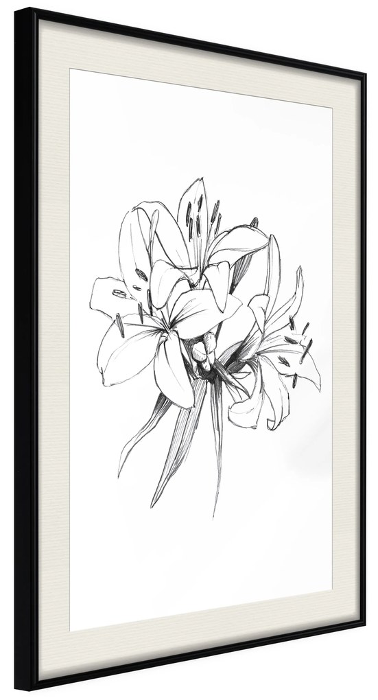 Artgeist Plagát - Drawn Flowers [Poster] Veľkosť: 30x45, Verzia: Čierny rám