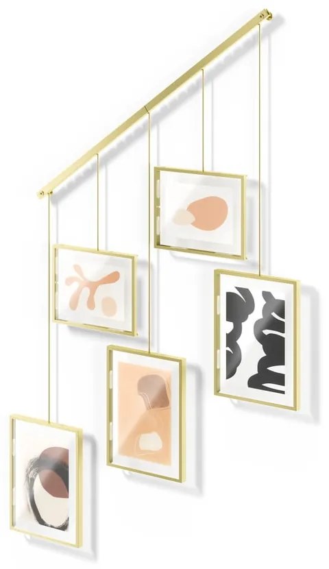 Kovové rámčeky na stenu v zlatej farbe v súprave 5 ks 70x80 cm Exhibit – Umbra