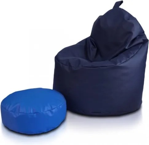Sedací vak Yoko ekokoža / polyester TiaHome - Tmavo modrá