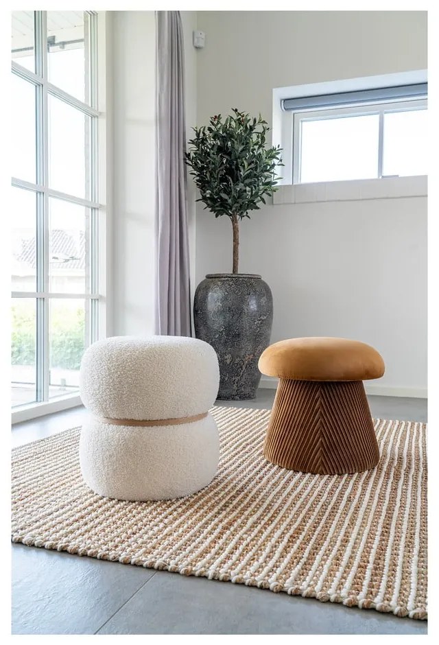 Zamatový taburet v horčicovej farbe Hampton – House Nordic